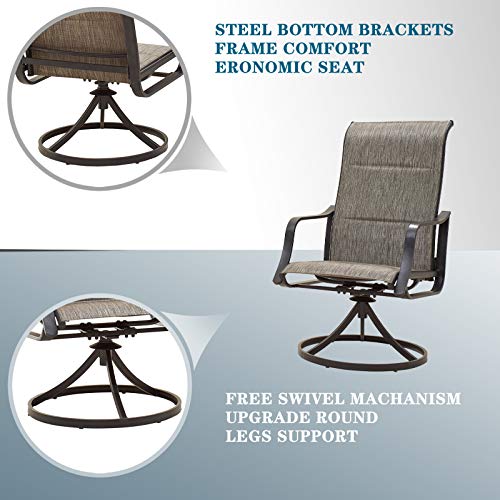 Festival Depot 2 Pcs Bistro Outdoor Patio Dining 360¡Swivel Chairs Furniture Armrest Chairs for Deck Garden Pool