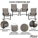 Festival Depot Outdoor Dining Chairs Set of Patio Armchairs with Textilene Fabric and High Back All Weather Metal Furniture for Backyard Deck Garden
