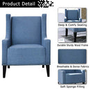 Festival Depot 2 pcs Indoor Modern Fabric Furniture Set Accent Arm Chair Single Sofa for Living Room Bedroom with Wingback and Comfortable Seat, 28.7" x 18.9" x 30.7", Blue