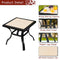 Festival Depot Patio Dining Table Outdoor All-Weather Furniture with Black Metal Frame and Tile Top for Poolside Deck Garden