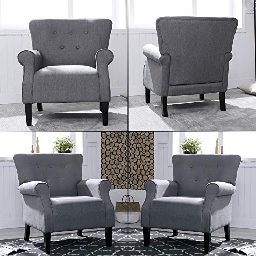 Festival Depot 2 Piece Indoor Modern Fabric Furniture Accent Arm Chair Single Sofa for Living Room Bedroom with Comfortable Seat,31.1" x 31.1" x 36.8"