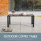 Festival Depot Outdoor Table Patio Dining Table with Metal Steel Frame Wooden-Like End Top All Weather Sectional Furniture for Garden Yard Lawn Pool