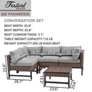 Festival Depot 5pc Patio Sectional Corner Sofa Set Outdoor All-Weather Wicker Metal Coffee Side Table with Seating Back Cushions Garden Poolside (Gray)