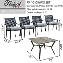 Festival Depot 5 Piece Patio Furniture Set 4 Outdoor Wrought Iron Dining Chairs with Thick Seat Cushions and Square Metal Table with 2.16" Umbrella Hole for Garden Yard Deck
