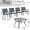 Festival Depot 5 Piece Patio Furniture Set 4 Outdoor Wrought Iron Dining Chairs with Thick Seat Cushions and Square Metal Table with 2.16" Umbrella Hole for Garden Yard Deck