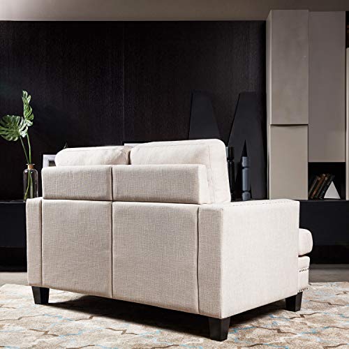 Festival Depot 1 Piece Indoor Modern Fabric Furniture Accent Arm Sofa Loveseat for Living Room Bedroom with Thick Cushion and Deep Seat, 52.7" x 31.5" x 35"