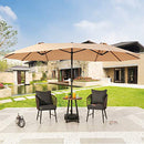 Festival Depot 14.7 ft Patio Umbrella Outdoor Large Twin Umbrella Double-Sided Ventilation Sun Canopy Market Umbrella with Aluminum Pole Handle Crank Without Base for Garden, Poolside, Deck