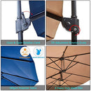 Festival Depot 14.4 ft Outdoor Patio Double-Sided Umbrella Large Hanging Twin Market Ventilation Cantilever Aluminum Offset with Steel Pole Handle Crank