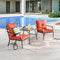 Festival Depot 3 Pcs Patio Conversation Set Sectional Sofa Chair Outdoor Furniture All-Weather Bistro Set with 2 Metal Armchairs and 1 Side Coffee Table for Garden Pool Porch Deck Backyard (Red)