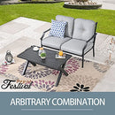 Festival Depot 2 pc Conversation Set Outdoor Patio Loveseat with Seat and Back Thick Cushions and Coffee Table Metal Furniture for Garden Bistro