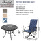 Festival Depot 5 Pieces Patio Dining Conversation Set, 4 Swivel Bistro Armrest Chair & 1 Round Metal Table with 2.04" Umbrella Hole for Deck Poolside Porch Backyard