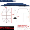 Festival Depot 14.7 ft Patio Outdoor Double-Sided Umbrella Large Twin Market Ventilation Aluminum Crank for Porch, Deck, Backyard and Pool