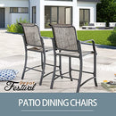 Elevated Comfort Patio Outdoor Bar Stool Dining Chair with High Textilene Backs Metal Frame