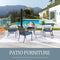 Festival Depot 5 Piece Patio Furniture Set 4 Outdoor Wrought Iron Dining Chairs with Thick Seat Cushions and Square Metal Table with 2.16" Umbrella Hole for Garden Yard Deck