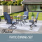 Festival Depot 5 Pieces Patio Dining Conversation Set, 4 Swivel Bistro Armrest Chair & 1 Round Metal Table with 2.04" Umbrella Hole for Deck Poolside Porch Backyard