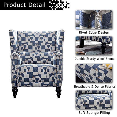 Festival Depot 1 Piece Indoor Modern Fabric Furniture Floral Print Accent Arm Chair Single Sofa for Living Room Bedroom with Comfortable Seat,33.9" x 36.6" x 39.8"