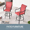Festival Depot 4pcs Bar Bistro Patio Dining Chairs Textilene High Stools 360° Swivel Chairs with Curved Armrest and Metal Frame Outdoor Furniture for Lawn Garden Pool All-Weather(Red)