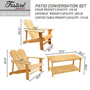 Charming 4 Piece Wooden Adirondack Patio Set with Loveseat and Coffee Table