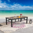 Sports Festival 1 Pcs Patio Coffee Side Table Outdoor Furniture with Wooden Desktop and Metal Frame Modern Rectangle Table for Porch Garden Poolside Deck Lawn Balcony