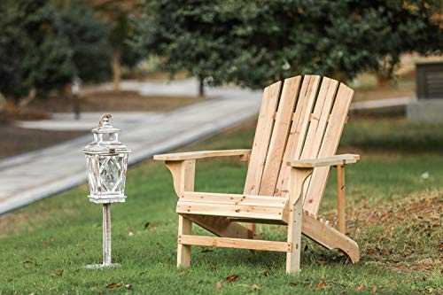 Festival Depot Outdoor Adirondack Chair Patio Wood Chair Rustic Style Log Furniture for Deck Lawn Garden