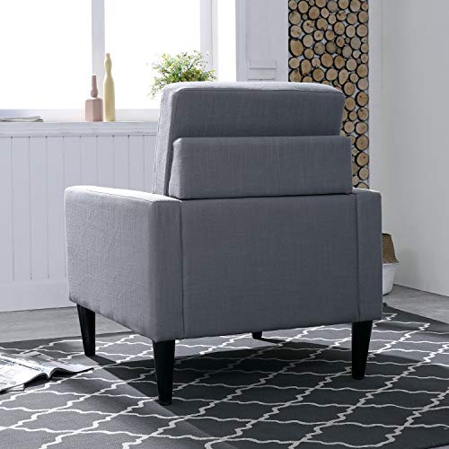 Festival Depot 1 Piece Indoor Modern Fabric Furniture Accent Arm Chair Single Sofa for Living Room Bedroom with Hand-Crafted Button Tufting Details and Deep Seat,30.7" x 30.7" x 35"