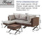 Festival Depot 5pcs Outdoor Furniture Patio Conversation Set Sectional Sofa Chairs with X Shaped Metal Leg All Weather Brown Rattan Wicker Ottoman Side Coffee Table with Grey Thick Seat Back Cushions