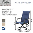 Festival Depot 2 PC 360° Swivel Chairs Patio Dining Chairs with High Back and Curved Armrest Textilene Fabric Outdoor Furniture for Deck Garden Pool (Blue)