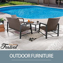 Festival Depot 4Pcs Patio Conversation Set, PE Wicker Bistro Set, All-Weather Outdoor Furniture, with 1 Loveseat 2 Armchair and 1 DPC Coffee Table for Backyard Porch Lawn Deck Garden