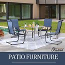 Festival Depot 5 Pieces Patio Dining Set of 4 High Back Chairs with Textilene Fabric and 1 Square Metal Table with 2.16" Umbrella Hole for Backyard Deck Garden