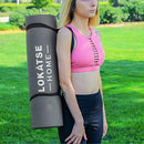 LOKATSE HOME Yoga Mat Thick,Non Slip Men Women Exercise Mat for Home Floor Gym of Workout with Carry Strip 72x24.4x2/5Inches (Gray)