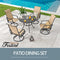 Festival Depot 5 Pieces Patio Dining Conversation Set, 4 Swivel Bistro Armrest Chair & 1 Round Metal Table with 2.04" Umbrella Hole for Deck Poolside Porch Backyard