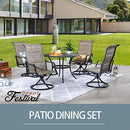 Festival Depot 5 Pieces Patio Dining Conversation Set, 4 Swivel Bistro Armrest Chair & 1 Round Metal Table with 2.04" Umbrella Hole for Deck Poolside Porch Backyard