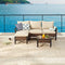 Festival Depot 5 Pieces Patio Conversation Set Outdoor Furniture Sectional Sofa with All-Weather Brown PE Rattan Wicker Back Chair, Coffee Table, Ottoman and Thick Soft Removable Couch Cushions