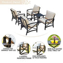 Festival Depot 6 Pieces Outdoor Furniture Patio Conversation Set All-Weather Metal Armchair Sofa Chairs with Seat and Back Cushions Side Coffee Tables