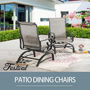 Festival Depot Patio Dining Chairs Set of 2 Outdoor Armchair Furniture with High Textilene Back and Metal Frame for Backyard Porch Lawn Deck Garden•_öGrey