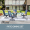 Festival Depot 5 Pieces Patio Dining Conversation Set, 4 Swivel Bistro Armrest Chair & 1 Round Metal Table with 2.04" Umbrella Hole for Deck Poolside Porch Backyard