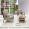 Festival Depot Patio Coffee Table Rectangle Dining Table Metal Slatted Top Table with Wicker Rattan Storage Shelf Outdoor Furniture for Garden Yard, Grey
