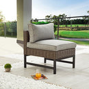 Festival Depot Patio Armless Chairs Outdoor Furniture with Woven Wicker Rattan, Metal Frame and Comfy 3.1" Thickness Cushions for Garden Deck Porch Poolside Backyard