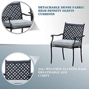 Festival Depot 5 Piece Patio Furniture Set 4 Outdoor Wrought Iron Dining Chairs with Thick Seat Cushions and Square Metal Table with 2.16" Umbrella Hole for Garden Yard Deck