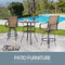 Festival Depot 3pcs Patio Set Bar Height Stools Bistro Swivel Chairs and Square Tempered Glass Top Table Outdoor Furniture