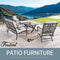 Festival Depot 4 pc Conversation Set Patio Outdoor ArmChairs Loveseat Set with Coffee Table Fabric Metal Frame Furniture Garden Bistro Seating Thick Soft Cushions