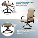 Festival Depot 2 PC Patio Dining Chairs 360° Swivel Chairs with High Back and Curved Armrest Textilene Fabric Outdoor Furniture for Deck Garden Pool (Beige)