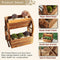 Festival Depot Outdoor Planter Wagon Wheel Double-Tier Wooden Shelf Raised Garden Decor Flower Holder Stand for Patio Deck Lawn
