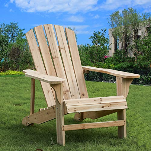 Festival Depot Outdoor Adirondack Chair Patio Wood Chair Rustic Style Log Furniture for Deck Lawn Garden