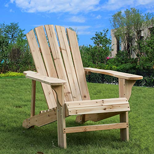 Rustic Natural Finish Wooden Adirondack Chair for Outdoor Seating Comfort