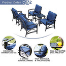 Festival Depot 6 Pieces Outdoor Furniture Patio Conversation Set All-Weather Metal Armchair Sofa Chairs with Seat and Back Cushions Side Coffee Tables