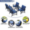 Festival Depot 6 Pieces Outdoor Furniture Patio Conversation Set All-Weather Metal Armchair Sofa Chairs with Seat and Back Cushions Side Coffee Tables