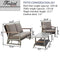Festival Depot 3pcs Patio Conversation Set Wicker Armchair All Weather Rattan Glider Loveseat with Grey Thick Cushions Coffee Table in Metal Frame Outdoor Furniture for Deck Poolside