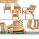 Festival Depot 2 Pieces Patio Wood Chair Stars and Strips Printing Furniture Outdoor for Deck