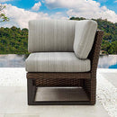 Festival Depot Dining Outdoor Patio Bistro Furniture Corner Sectional Chairs Wicker Rattan Premium Fabric Soft Comfortable 5.5" Cushions with Metal Steel Frame Leg for Garden Poolside Lawn All-Weather